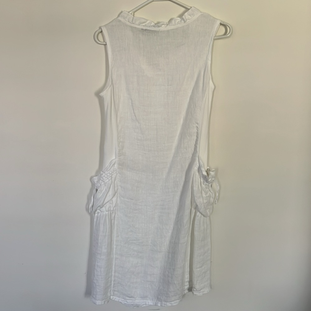 M Brand Made In Italy White 100% Linen Dress - Picture 3 of 5